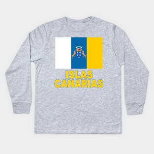 The Pride of the Canary Islands (Islas Canarias in Spanish) Flag Design Kids Long Sleeve T-Shirt